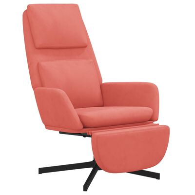 vidaXL atpūtas krēsls ar kāju balstu, rozā samts