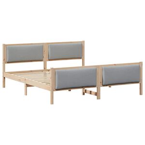 vidaXL Gultas rāmis ar galvas klāju Gai&scaron;i pelēks 200 x 200 cm audums