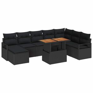vidaXL Dārza dīvānu komplekts 9 pcs Melns un brūns