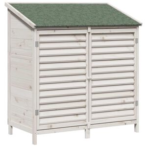 vidaXL Dārza &scaron;ķūņi ar jumtu Balts 106 x 56 x 113,5 cm Masīvs egle koks