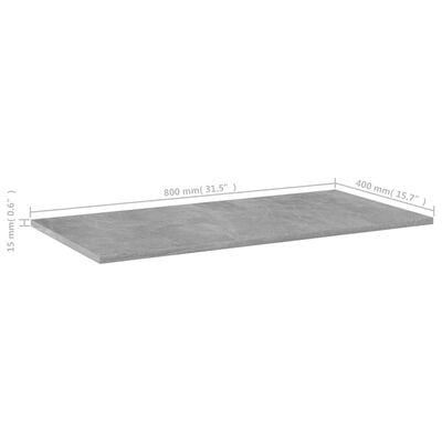 vidaXL plauktu dēļi, 8 gab., betonpelēki, 80x40x1,5 cm, skaidu plāksne