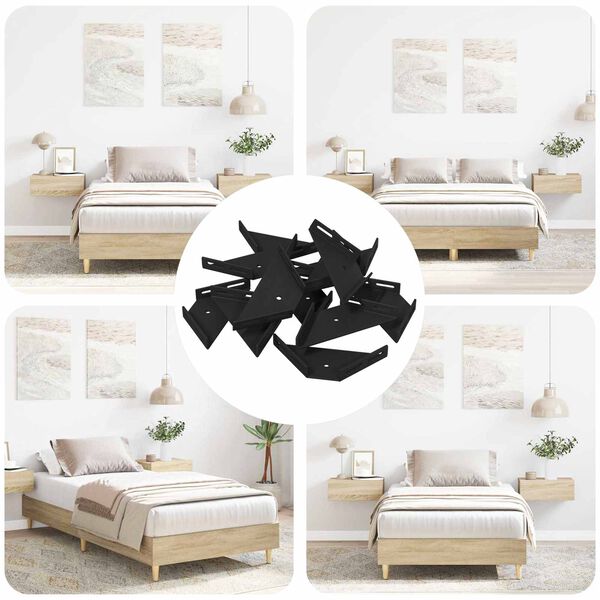 vidaXL Stūra kron&scaron;teins 12 pcs Melna 138,5 x 50,5 x 16 mm Dzelzs