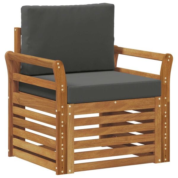 vidaXL Āra dīvānu komplekts Cieta akācijas koks un poliesters Dabiska