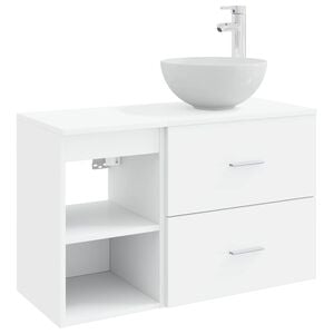 vidaXL Vannas istabas mēbeļu komplekts 2 pcs Balts Inženierijas koks