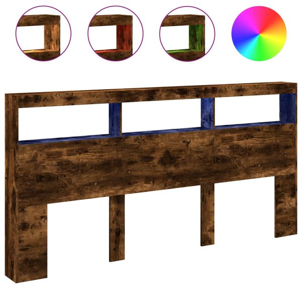 vidaXL galvgaļa skapis ar LED, ozolkoka krāsa, 200x17x102 cm