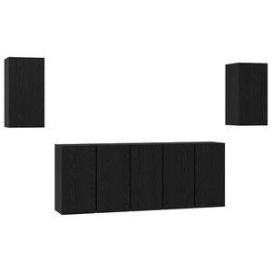 vidaXL TV skapī&scaron;u komplekts 7 pcs Melns ozolkoks 30,5 x 30 x 60 cm