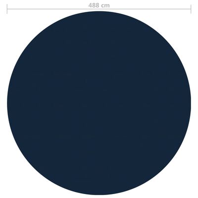 vidaXL baseina pārklājs, solārs, peldošs, 488 cm, melns un zils PE