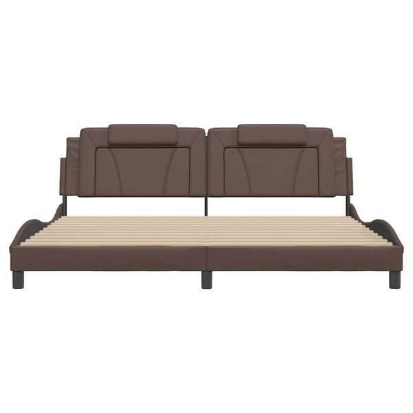 vidaXL gultas rāmis, Viana, bez matrača, brūns, 200x200 cm, mākslīgā āda