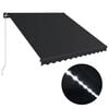 vidaXL manuāli izvelkama markīze ar LED, 350x250 cm, antracītpelēka