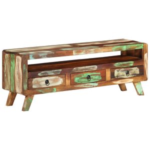 vidaXL TV skapītis, daudzkrāsains, 110x30x40 cm, pārstrādāts masīvkoks