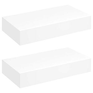 vidaXL sienas plaukti ar atvilktnēm, 2 gab., balti, 48 cm