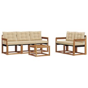 vidaXL Āra dīvānu komplekts ar spilvenu 6 pcs Dabisks un bē&scaron;s