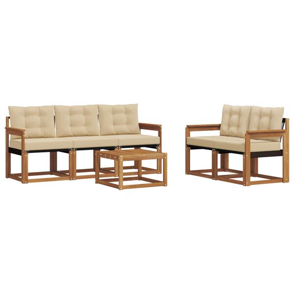 vidaXL Āra dīvānu komplekts ar spilvenu 6 pcs Dabisks un bē&scaron;s