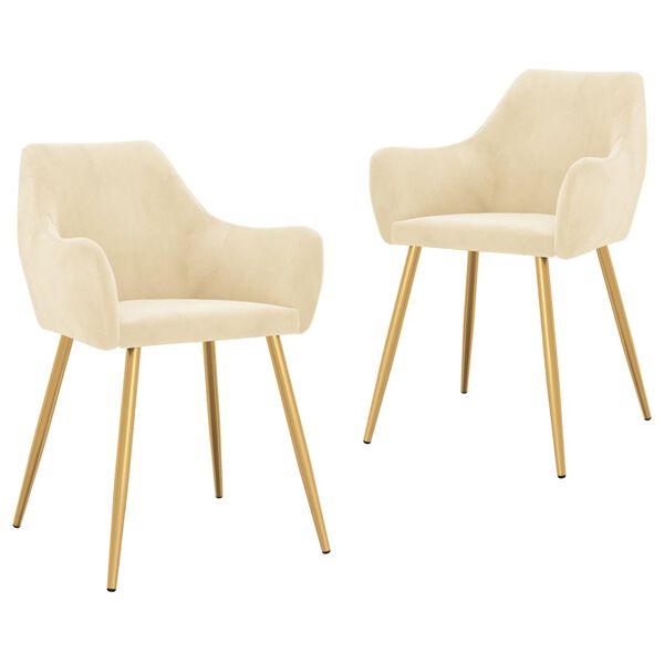 vidaXL virtuves krēsli, 2 gab., krēmkrāsas samts