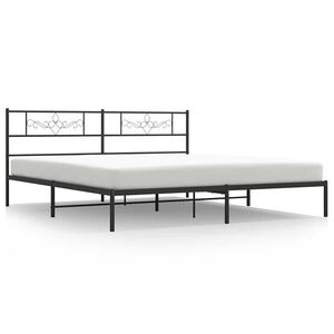 vidaXL gultas rāmis ar galvgali, melns metāls, 183x213 cm