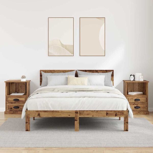 vidaXL Nakts skapītis ar atvilktni 2 pcs Vecs koks 36 x 43 x 60 cm