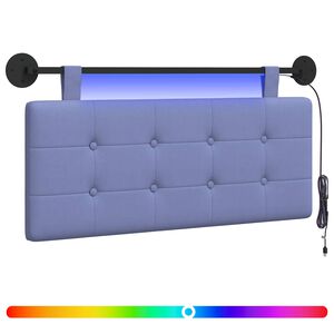 vidaXL Piekaramais gultas galvgalis Ar LED gaismu Džinsu zils Audums