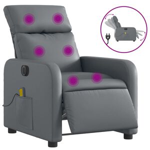 vidaXL elektrisks masāžas krēsls, atgāžams, pelēka mākslīgā āda