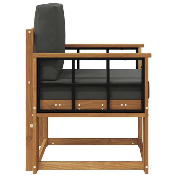 vidaXL Āra dīvāns Cieta akācijas koks un poliesters Dabiska