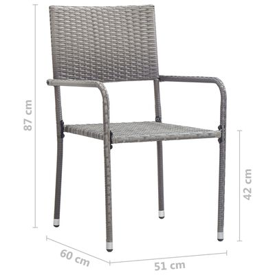 vidaXL dārza krēsli, 6 gab., antracītpelēka PE rotangpalma