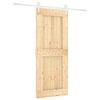 vidaXL Slīdo&scaron;ās durvis Dabisks un balts 85 x 210 cm Cieta priedes koks