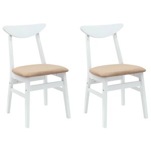 vidaXL Ēdamkrēsli 2 gab. Ciets gumijas koks Balts 42 x 47.5 x 81 cm