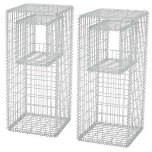 vidaXL gabions ar plauktu augiem, 2 gab., tērauds, 50x50x120 cm