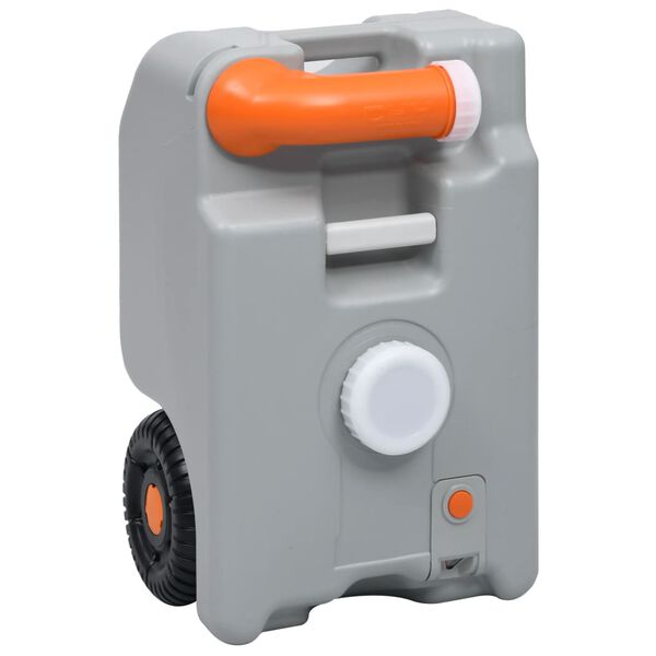vidaXL ūdens tvertne kempingam, ar riteņiem, 25 L, pelēka
