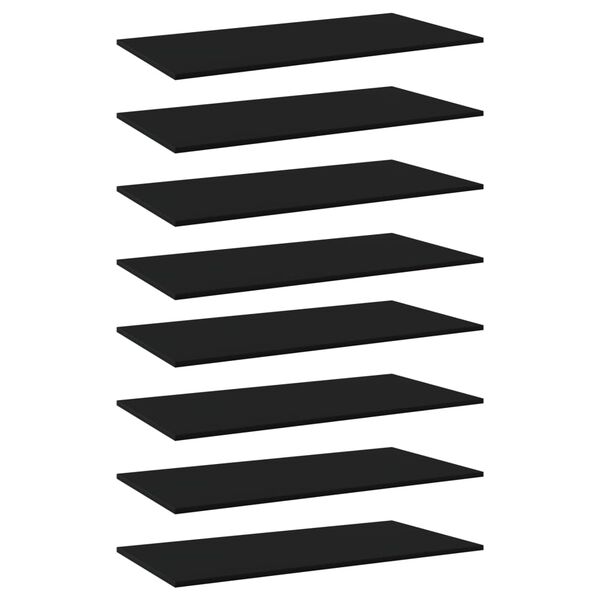 vidaXL plauktu dēļi, 8 gab., melni, 80x20x1,5 cm, skaidu plāksne