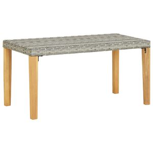 vidaXL sols, 120 cm, pelēka PE rotangpalma, akācijas masīvkoks