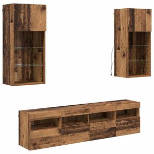 vidaXL TV sienas komplekti ar LED 5 pcs Vecs koks 40,5 x 30 x 90 cm