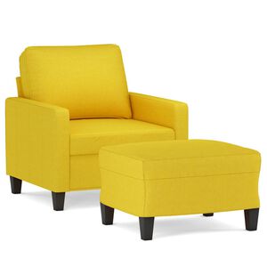 vidaXL atpūtas krēsls ar kājsoliņu, 60 cm, gai&scaron;i dzeltens audums