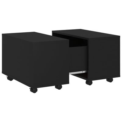 vidaXL kafijas galdiņš, melns, 60x60x38 cm, skaidu plāksne