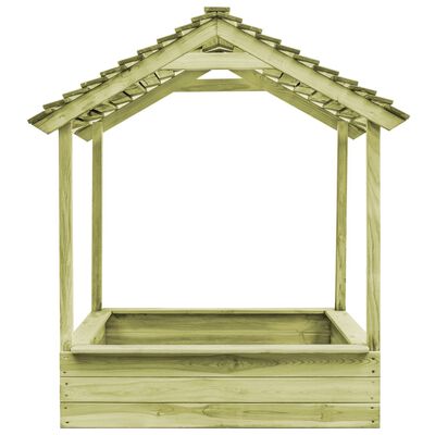 vidaXL āra rotaļu māja ar smilšu kasti, priežkoks, 128x120x145 cm