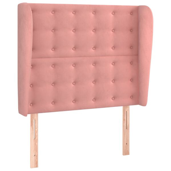 vidaXL galvgalis ar malām, 93x23x118/128 cm, rozā samts