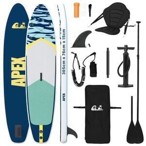 vidaXL SUP Dēlis ar sēdekli 2-in-1 APEX 305 x 76 x 15 cm Zila
