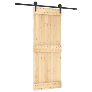 vidaXL Slīdo&scaron;ās durvis 80 x 210 cm Cieta priedes koks (neapstrādāts)