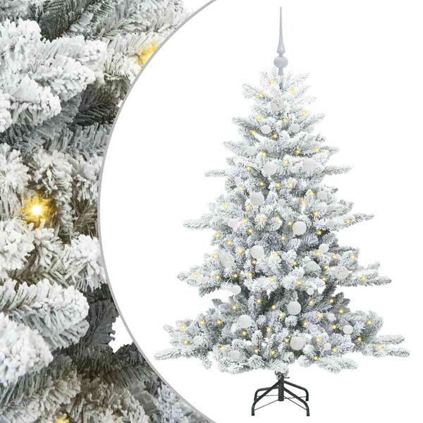 vidaXL Mākslīgā Saliekamā Ziemassvētku Egle su 150 LED Balts 150 cm
