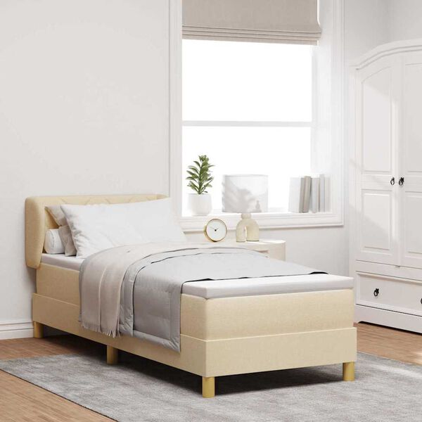 vidaXL Kastītes atsperu gulta ar matraci Krēmkrāsa 80 x 200 cm audums