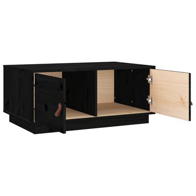 vidaXL kafijas galdiņš, melns, 80x50x35 cm, priedes masīvkoks