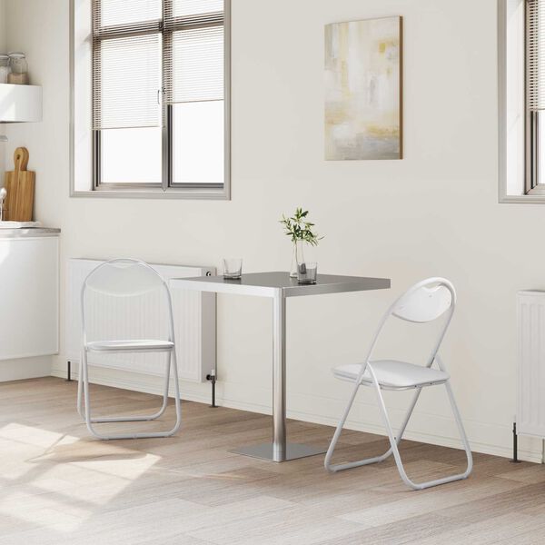 vidaXL Saliekamā krēsls 2 pcs Balts 48 x 43,5 x 81 cm Mākslīgā āda