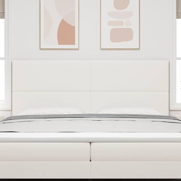 vidaXL LED gultas galva ar galvas klāju Krēmkrāsa 200 cm Poliesters