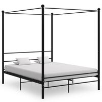 vidaXL gultas rāmis ar nojumi, melns, metāls, 160x200 cm