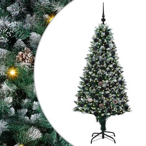 vidaXL Mākslīgā Ziemassvētku eglīte su 300 LED ar statīvu Zaļa 180 cm