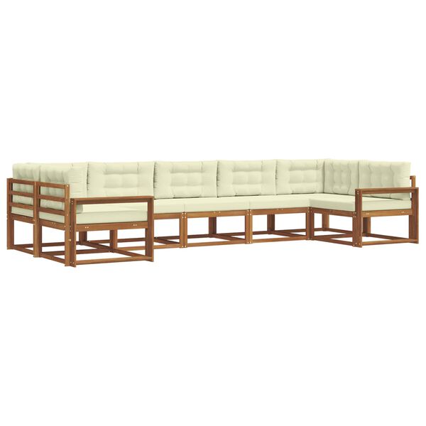 vidaXL Āra dīvānu komplekts ar spilvenu 7 pcs Dabisks un krējuma