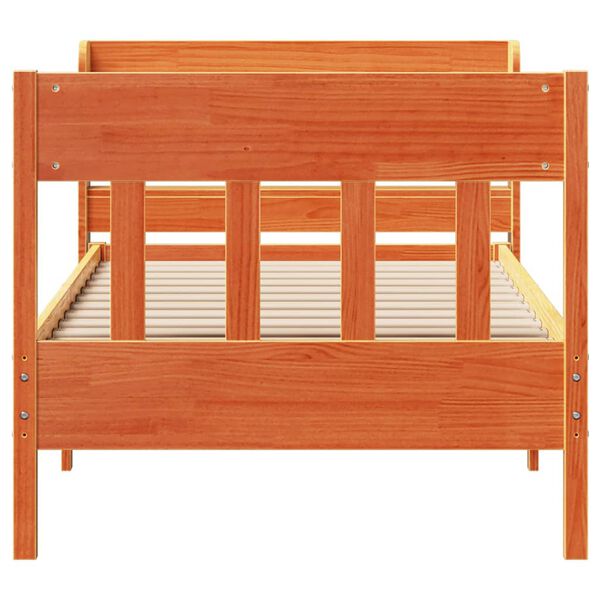 vidaXL gulta bez matrača, vaska brūnas, 90x190 cm, priedes masīvkoks