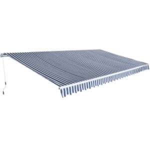 vidaXL salokāma markīze, manuāli regulējama, 600 cm, zila/balta