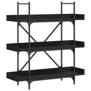vidaXL grāmatu plaukts, 3 līmeņi, melns, 100x33x108,5 cm, koks