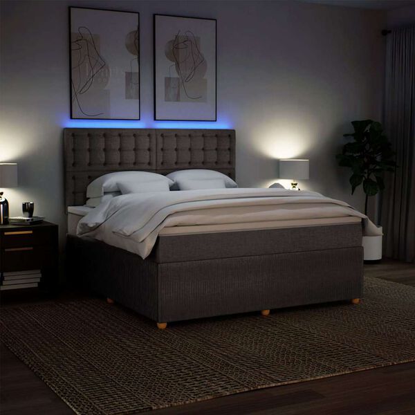 vidaXL atsperu gulta ar matraci, pelēkbrūns, 180x200 cm, audums