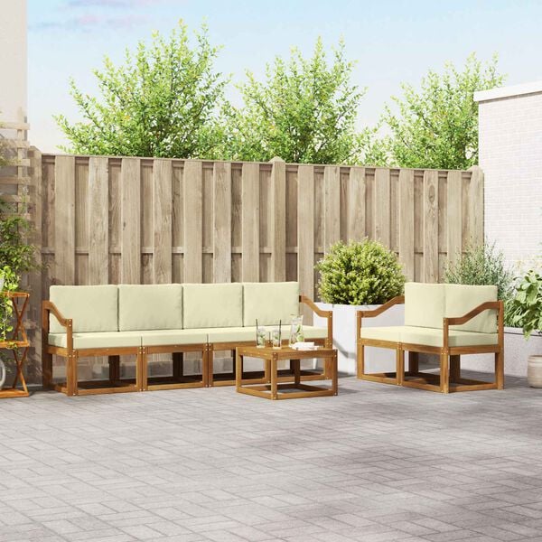 vidaXL Āra dīvānu komplekts ar spilvenu 7 pcs Dabisks un krējuma